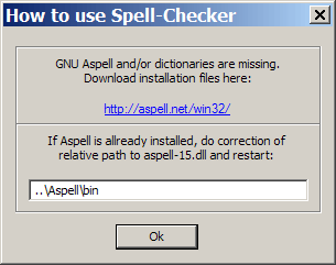 Spell-checker ne trouvant pas GNU Aspell